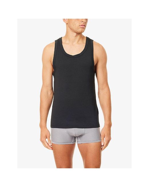 CHE Black Body Crew Neck Modal-Jersey Vest Top for men