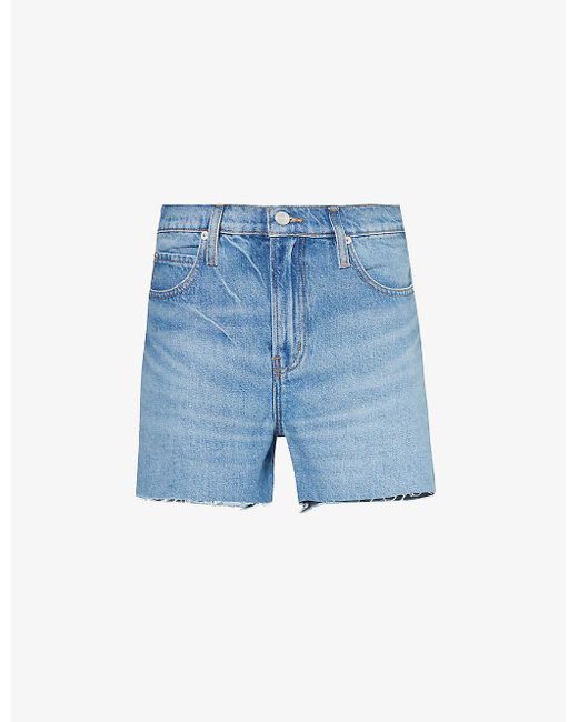FRAME Blue The Vintage Relaxed Raw-hem Recycled-denim Shorts