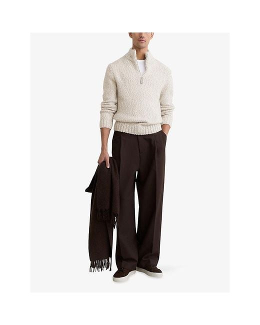 Reiss White Seb Half-Zip Knitted Jumper for men