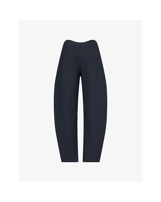 Alaïa Blue Round Wool Crepe Trousers