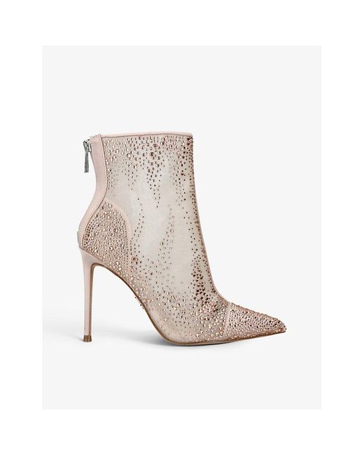 Steve Madden Valentia Crystal And Satin Ankle Boots in White | Lyst