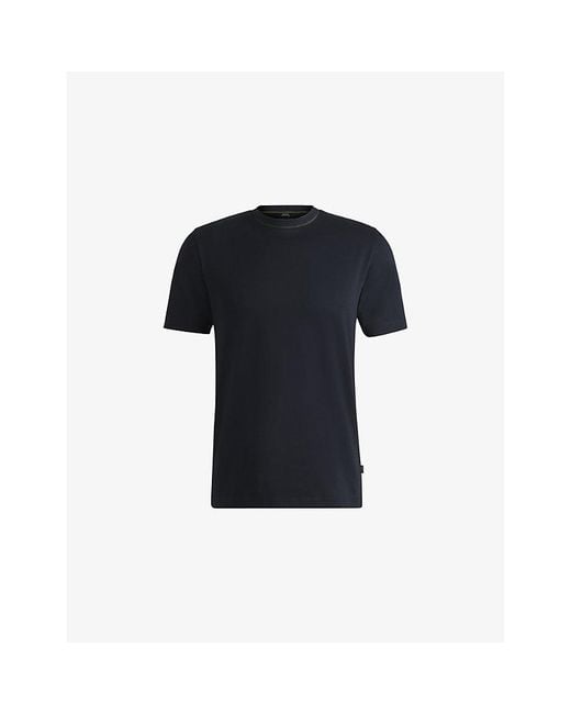 Boss Black Striped-Trim Slim-Fit Cotton-Jersey T-Shirt for men