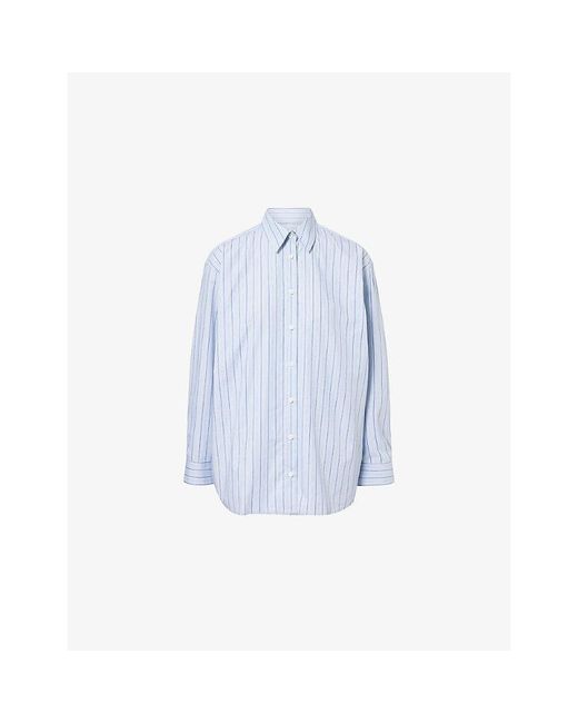 Totême Blue Striped Long-Sleeves Cotton-Poplin Shirt
