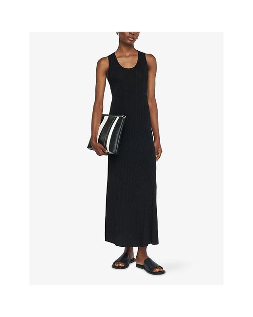 Joseph Black Round-Neck Sleeveless Ribbed-Knit Maxi Dress