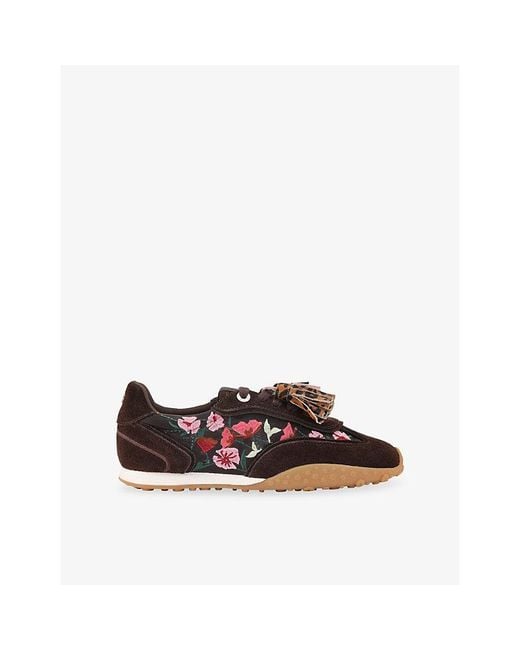 KG by Kurt Geiger Brown Embroidered Faux-Leather Trainers