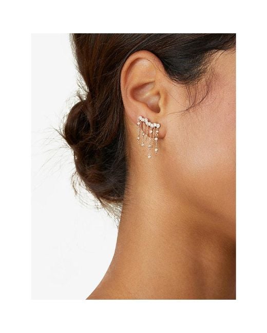 Astley Clarke White Asteri 14Ct- And 0.84Ct Lab-Grown Diamond Chain Crawler Earrings