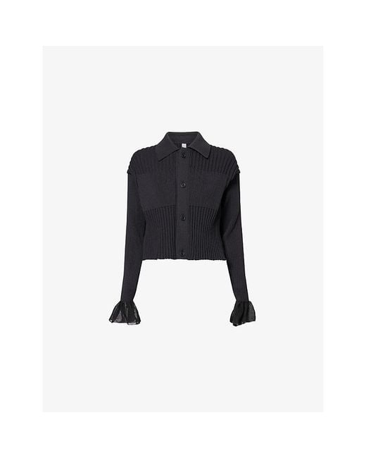 CFCL Black Fluted Lucent Knitted Cardigan