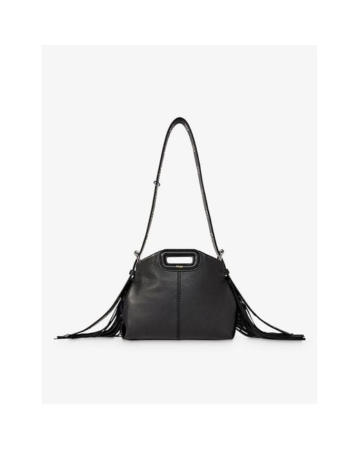 Maje Black Miss M Mini Logo-Embossed Leather Shoulder Bag