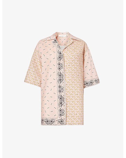 Palm Angels Natural Paisley Bandana-print Relaxed-fit Linen And Cotton-blend Shirt