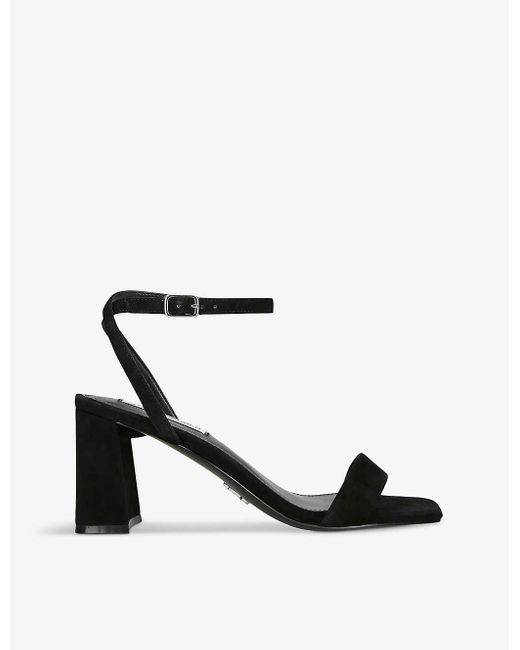 Steve Madden White Luxe Block-heel Faux-leather Sandals