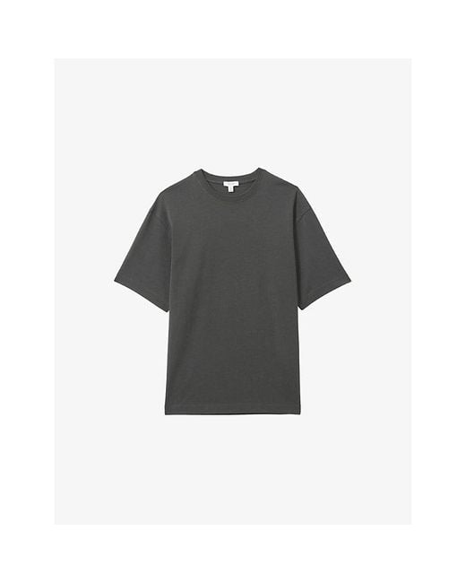Reiss Black Tate Oversized-Fit Cotton-Jersey T-Shirt for men