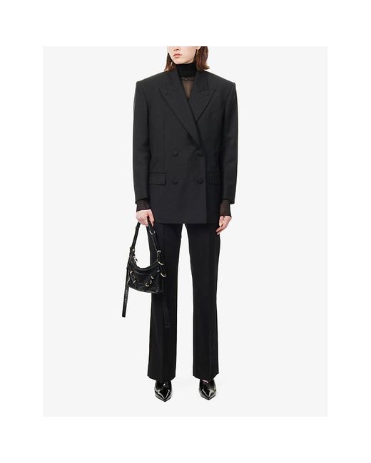 Givenchy Black Double-breasted Peak-lapel Wool-blend Blazer
