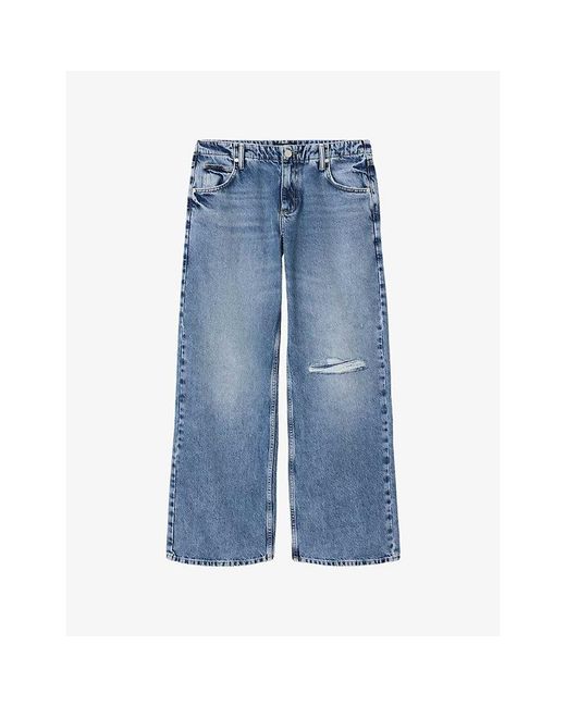 AllSaints Blue Tia Wide-Leg Low-Rise Jeans
