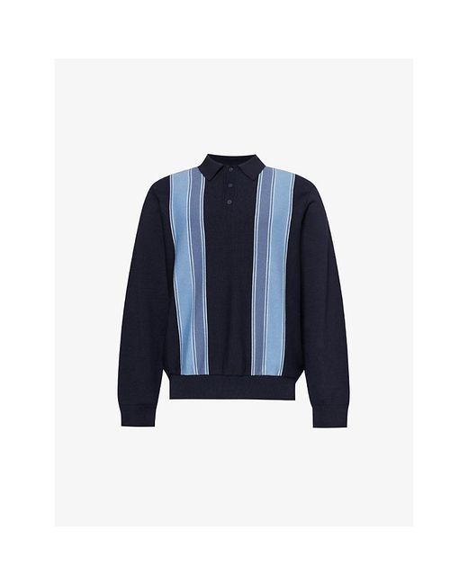 Carhartt Blue Dark Vy Kendricks Striped Cotton-knit Polo Shirt for men