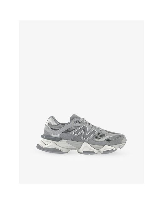 New Balance Gray 9060 Suede And Mesh Low-Top Trainers for men