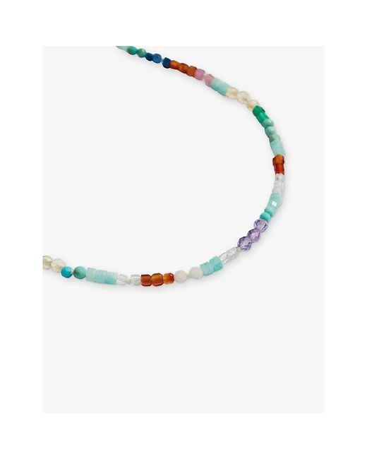 Monica Vinader Metallic Freedom Mini Multi Gemstone 18Ct Vermeil And Freedom Stones Beaded Necklace