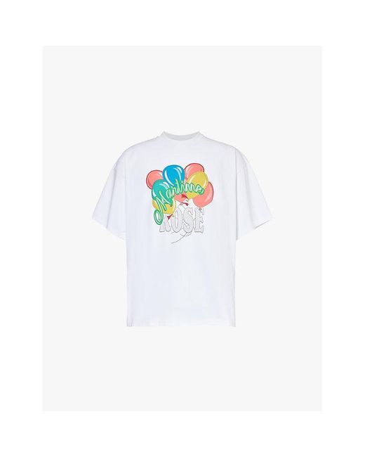 Martine Rose White Balloons Brand-Print Crew-Neck Oversized Cotton-Jersey T-Shirt for men