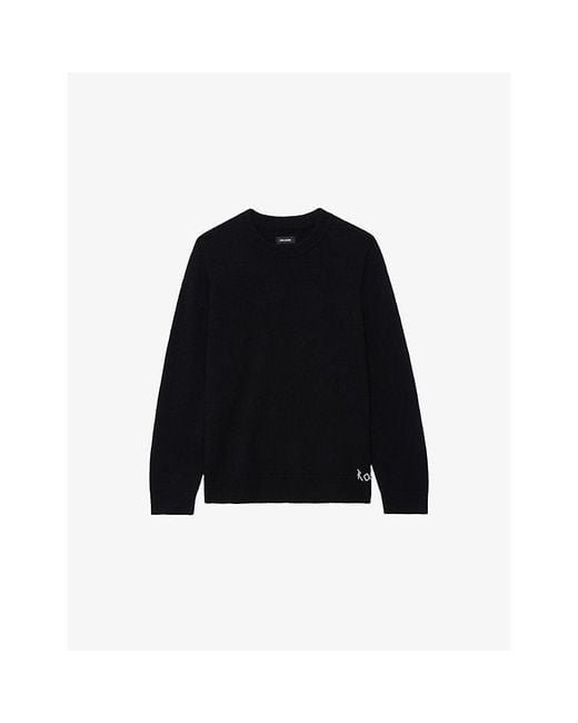Zadig & Voltaire Black Swyna Merino-Wool And Cashmere Jumper