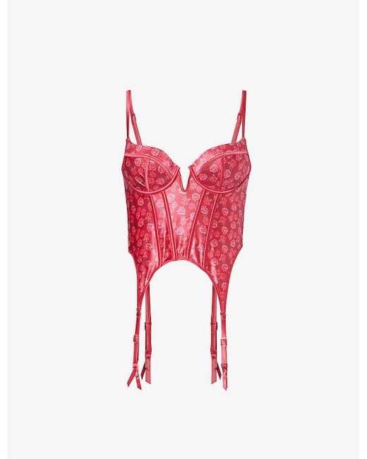 Lounge Underwear Red Kaia Floral-print Stretch-woven Bra