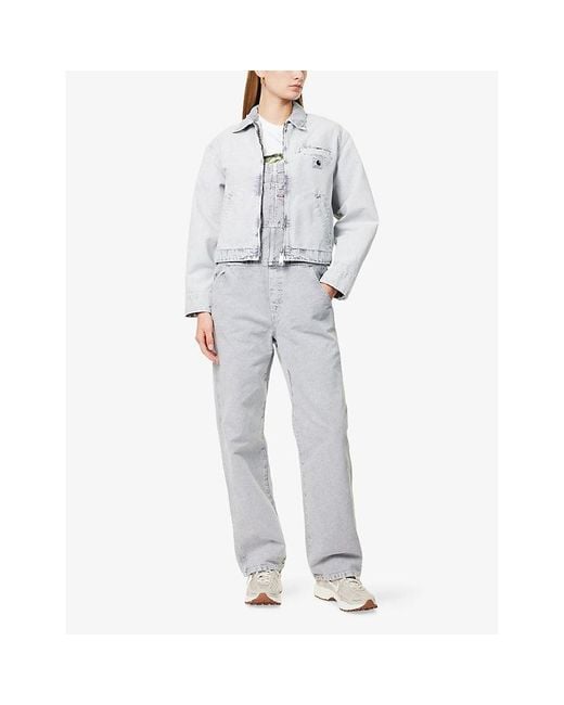 Carhartt White W' Emery Corduroy-Collar Denim Jacket