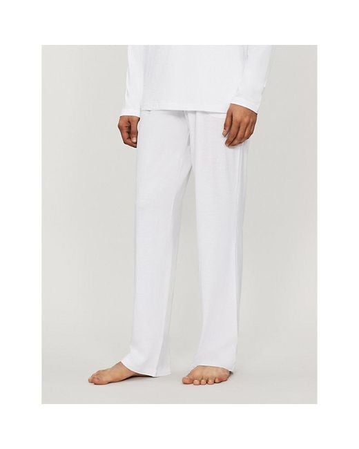 Derek Rose White Basel Stretch-Modal Trousers for men