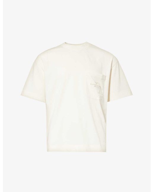 Emporio Armani White Logo-patch Cotton-jersey T-shirt for men