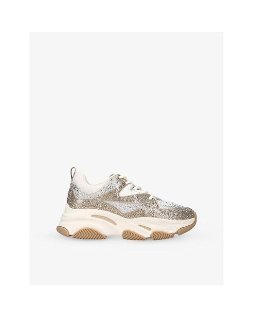 Steve Madden White Kids' Jprivy Embellished Low-Top Mixed-Material Trainers for men