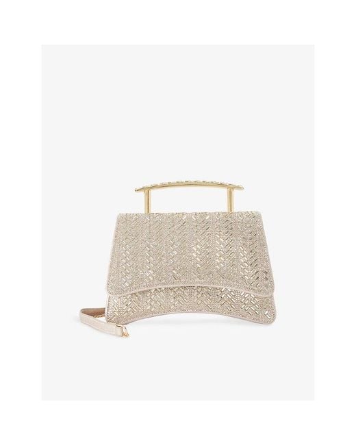 Dune Natural Bedazzle Crystal-Embellished Top-Handle Bag