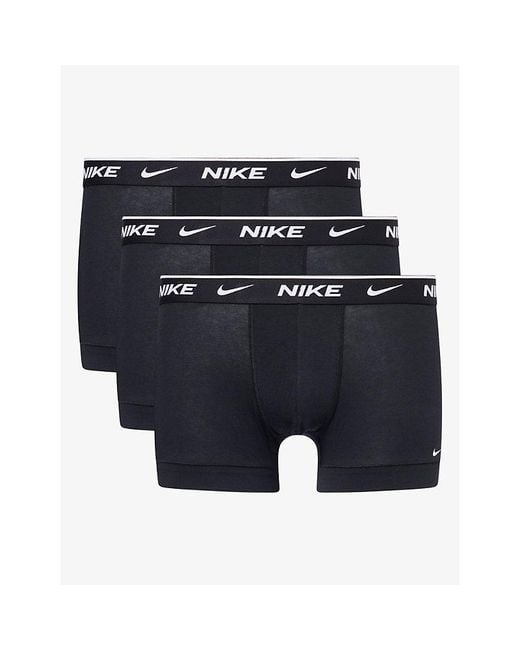 Nike Blue Essential Pack Of Three Cotton-Stretch Trunks for men