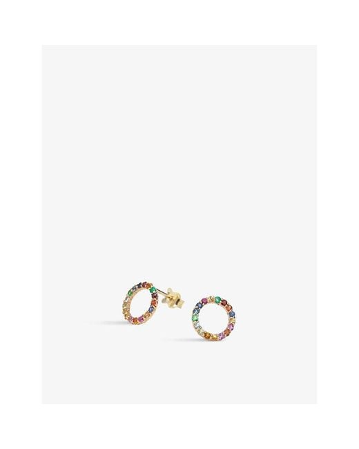 La Maison Du Couturier Metallic With Love Darling #17 Partnership 14Ct-Plated Vermeil Sterling- And Cubic Zirconia Stud Earrings