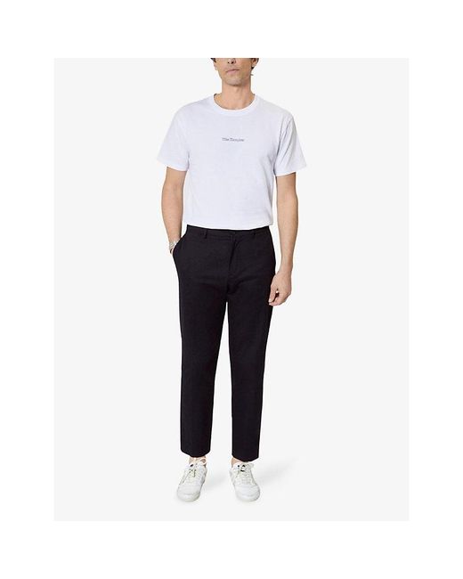 The Kooples Blue Tapered-Leg Stretch-Cotton Chino Trousers for men
