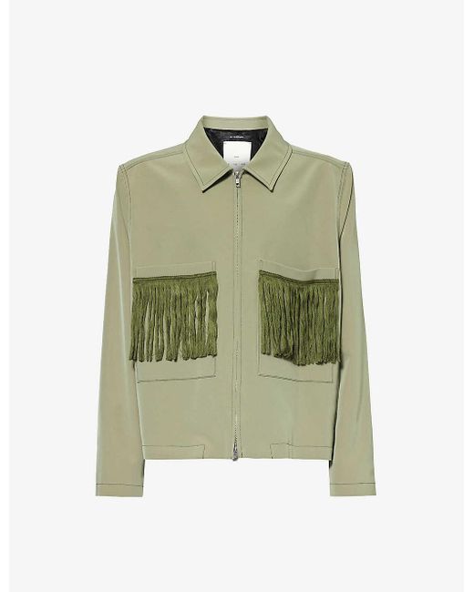 Song For The Mute Green Fringed-pocket Boxy-fit Woven Jacket for men