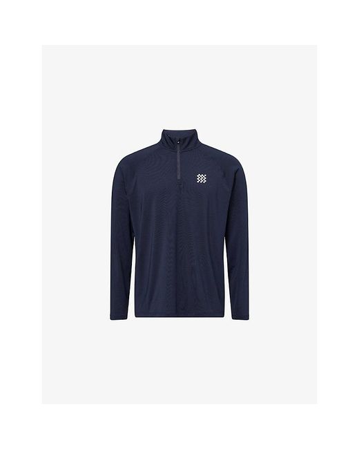 Manors Blue Quarter-Zip Mid-Layer Stretch-Woven Top for men