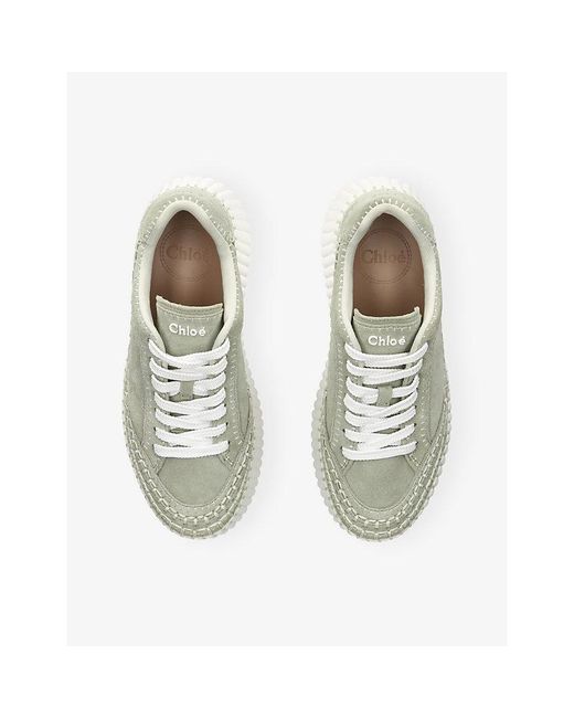 Chloé White Nama Runner Platform Suede Trainers