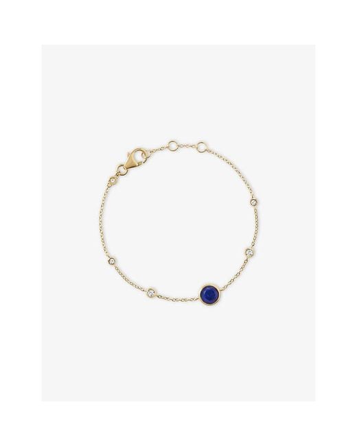 Astley Clarke White Luna Lapis Station 18Ct- Plated Sterling- Created Sapphire And Lapis Bracelet