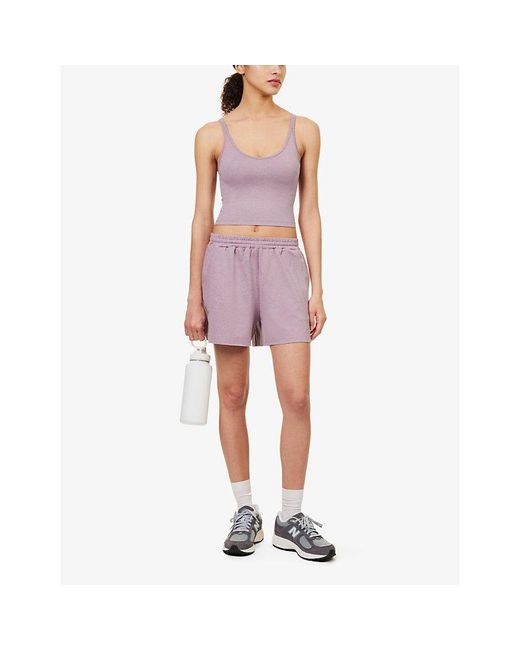 vuori Purple Halo Performance Scoop-neck Cropped Stretch-recycled Polyester Top