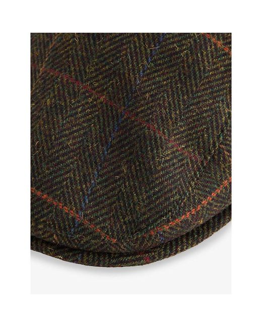 Barbour Brown Cheviot Woven Flat Cap for men
