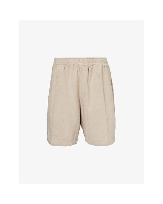 Obey Natural Easy Relaxed Brand-patch Linen-blend Shorts X for men