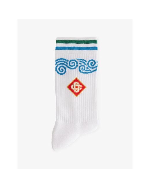 Casablanca Blue Wave Crew-Length Cotton Socks for men