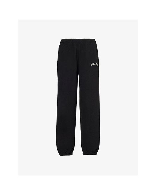 ADANOLA Black Logo-Embroidered Straight-Leg Cotton-Jersey Jogging Bottoms