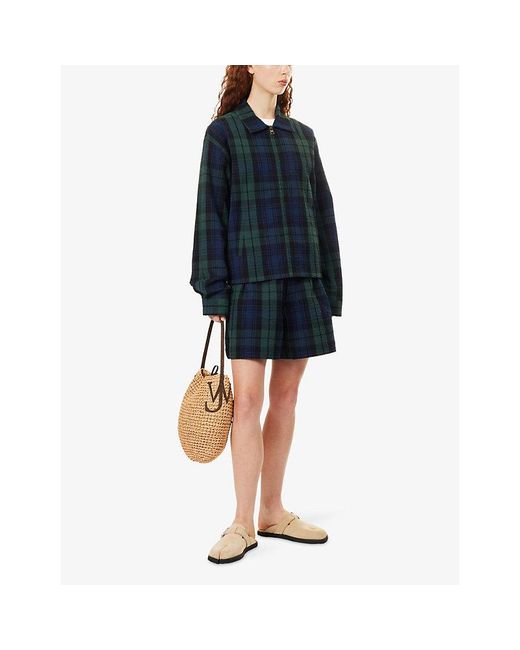 J.W. Anderson Blue Zip-Front Check Cotton Blouson Jacket