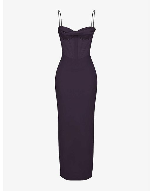 House Of Cb Charmaine Corset Satin Maxi Dress in Purple Lyst