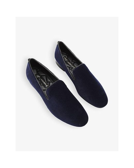 Kurt Geiger Blue Ace Slip-On Flat Velvet Loafers for men