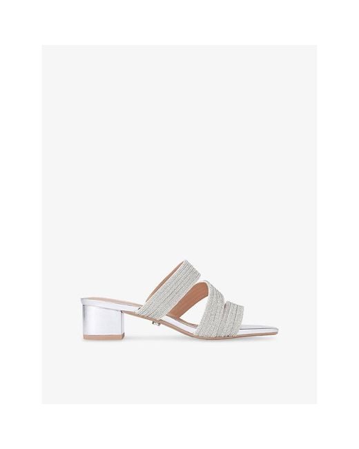 Carvela Kurt Geiger White Gala Jewel-Embellished Rope-Effect Woven Mules