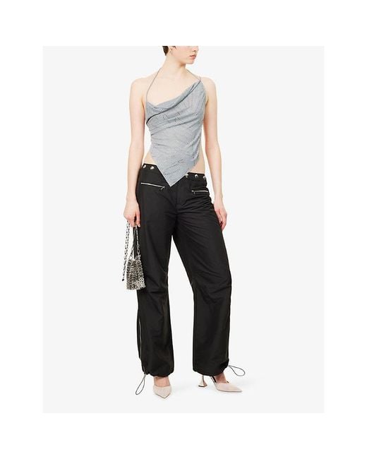Jaded London Black Corvi Studded Cargo Shell Trousers
