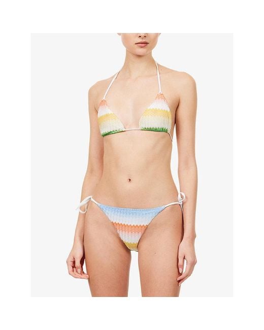 Missoni White Zig Zag Raschel-Knit Bikini Set