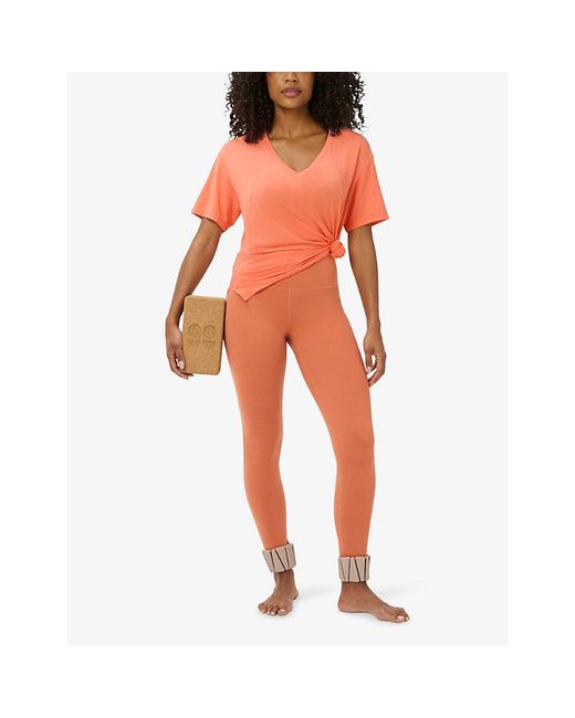 Sweaty Betty Orange Soft Flow Studio V-Neck T-Shirt