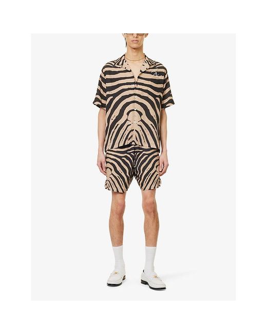 Rhude Multicolor Zebra Camp-collar Boxy-fit Silk Shirt X for men