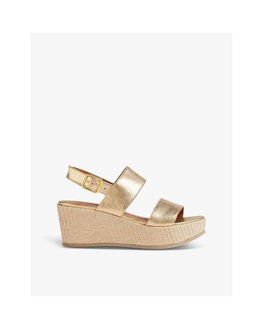 L.K.Bennett Natural Adriana Double-strap Leather Espadrille Wedges
