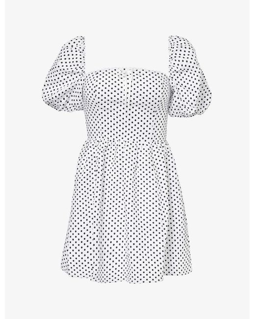 Reformation White Malvina Square-neck Linen Mini Dress
